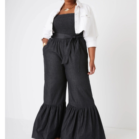 Chambray Bell Bottom Jumpsuit - Picture 4 of 5